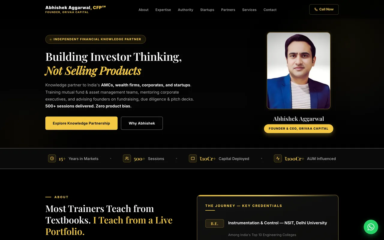 The live Abhishek Aggarwal personal brand site