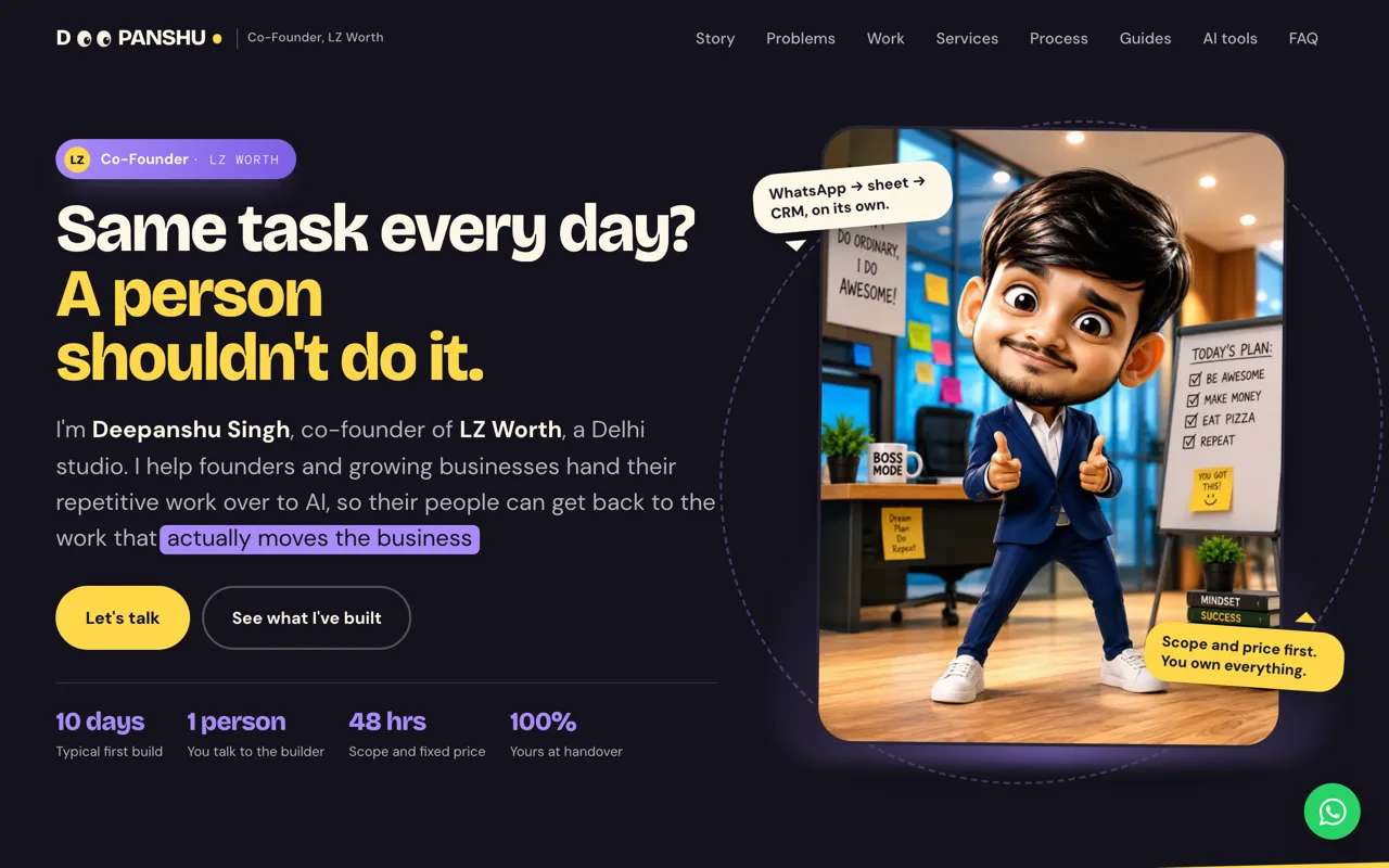 The official site of Deepanshu Singh, co-founder of LZ Worth