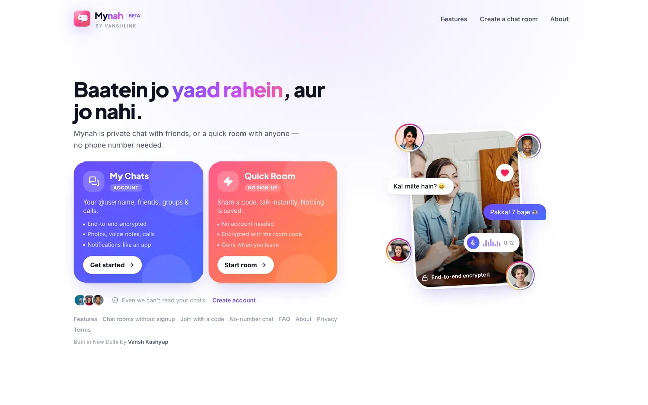 The live Mynah by VanshLink site