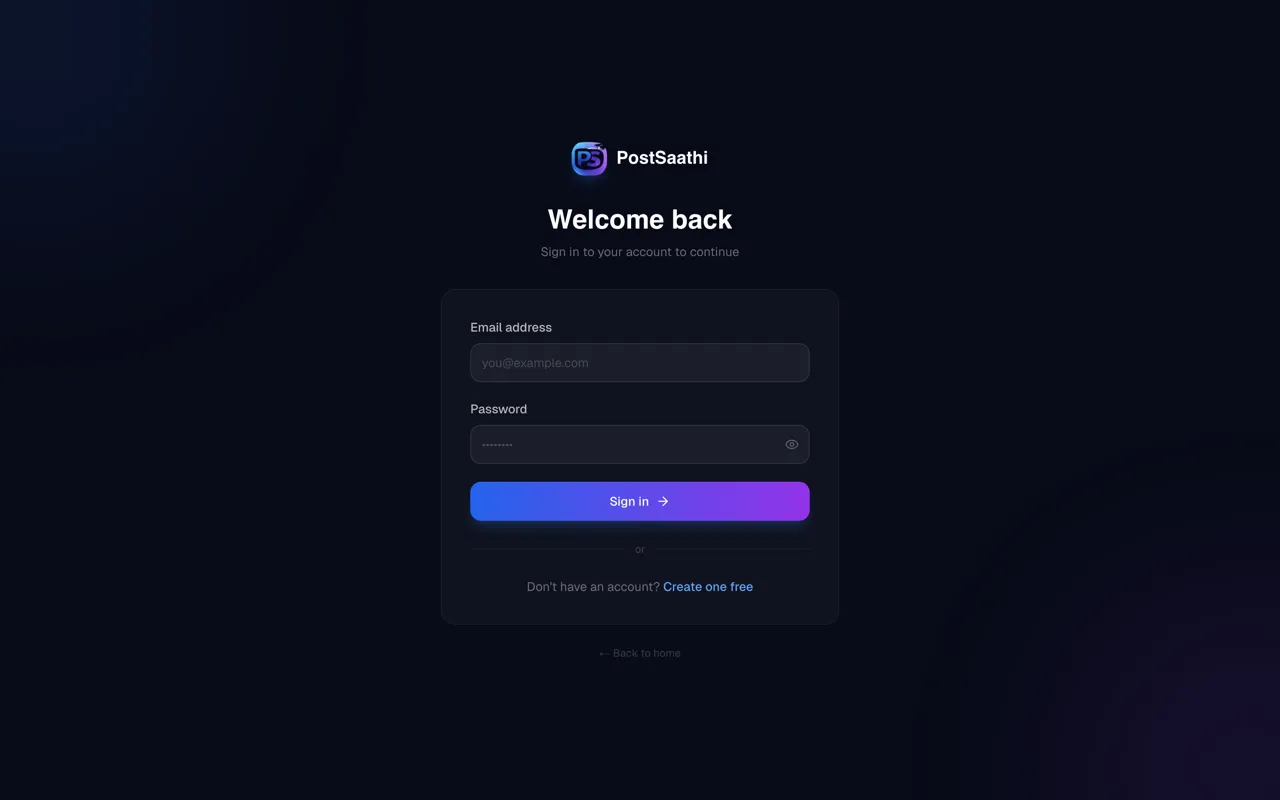 The live PostSaathi scheduling dashboard