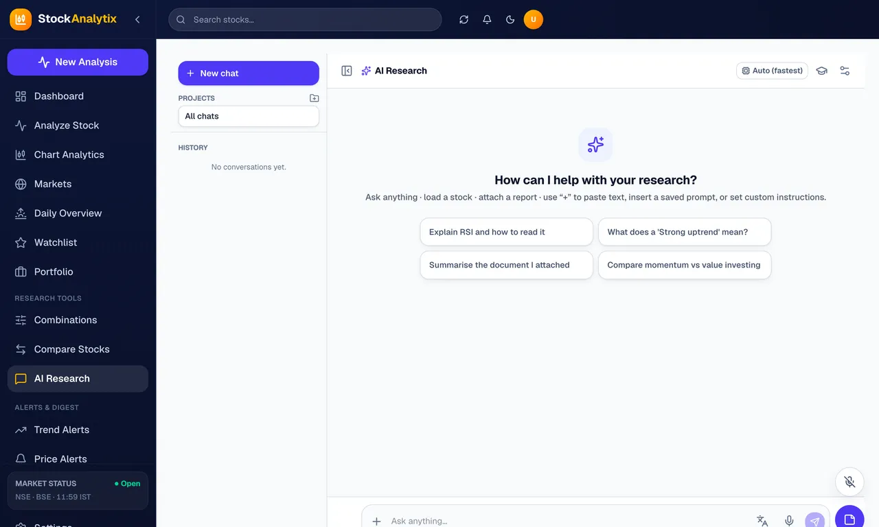 StockAnalytix AI research chat
