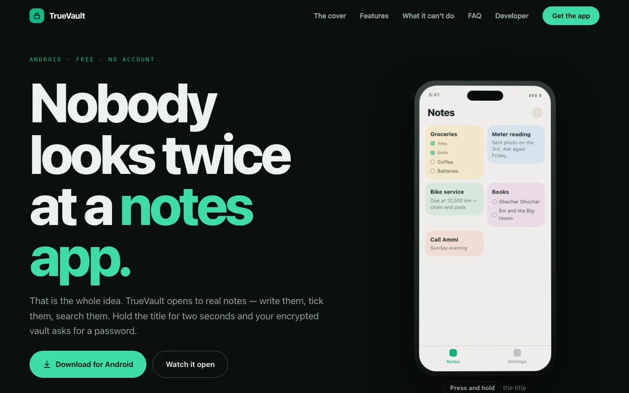 The live TrueVault site