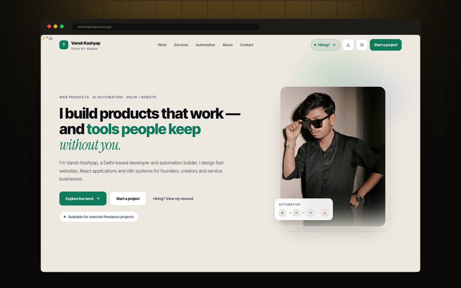 Vansh Kashyap developer portfolio